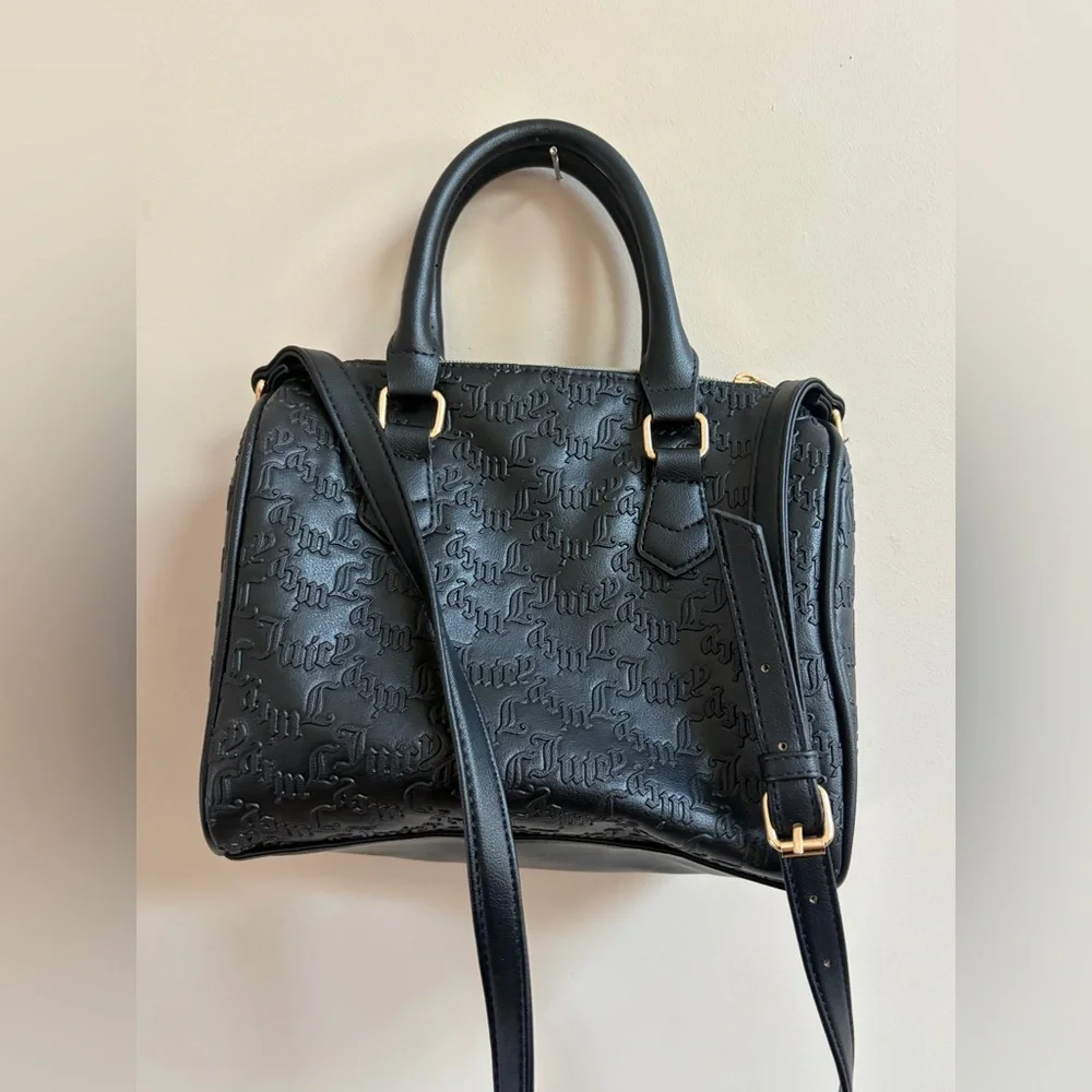 Juicy Couture Black Faux Leather Handbag Shoulder Bag, Y2K Style Accessory Purse